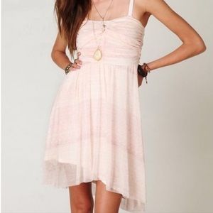 Free People Vintage Blush Swiss Dot Hi-Lo dress with removable straps size S!